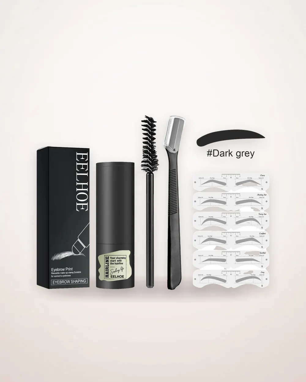 Eyebrow Stencil Set with Brush and Card