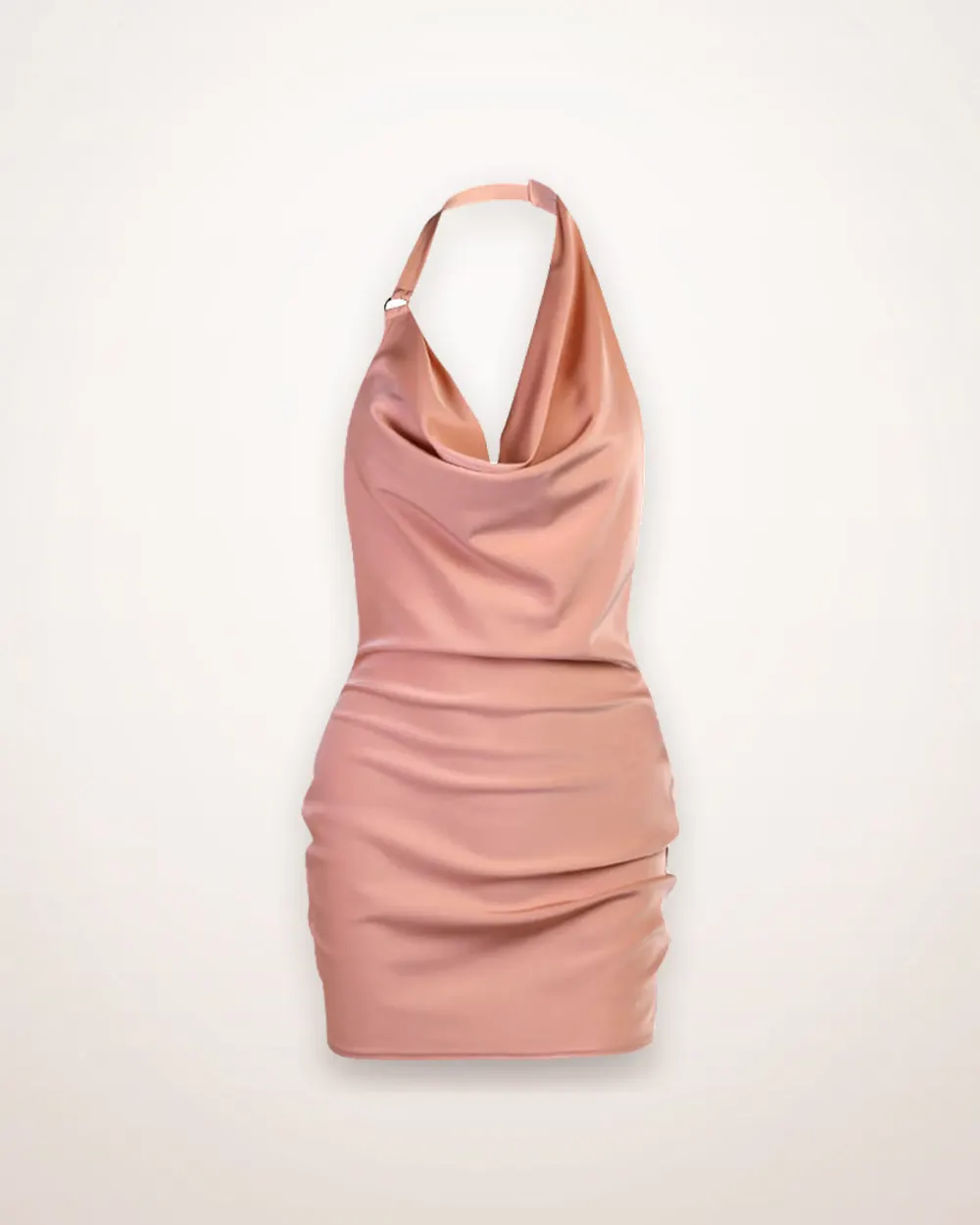 Satin Ruched Slip Dress with Tie Straps