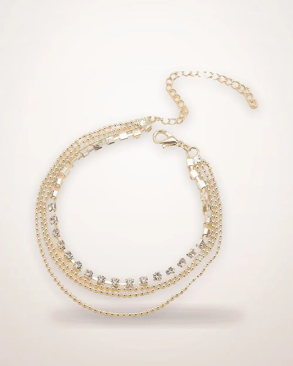 Multi-Layered Crystal Zircon Anklet