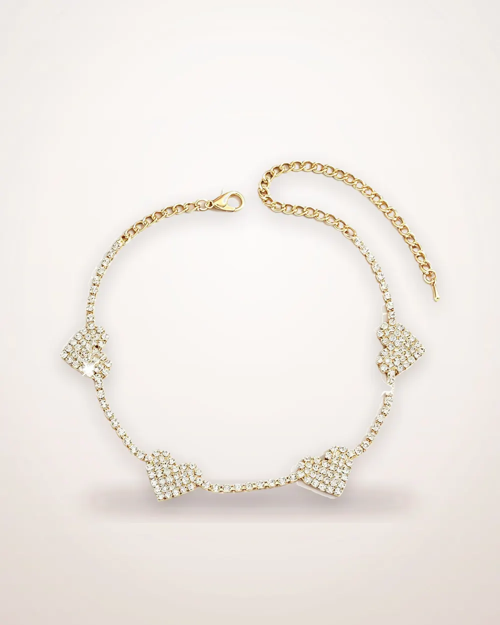 Four-Heart Paved CZ Choker