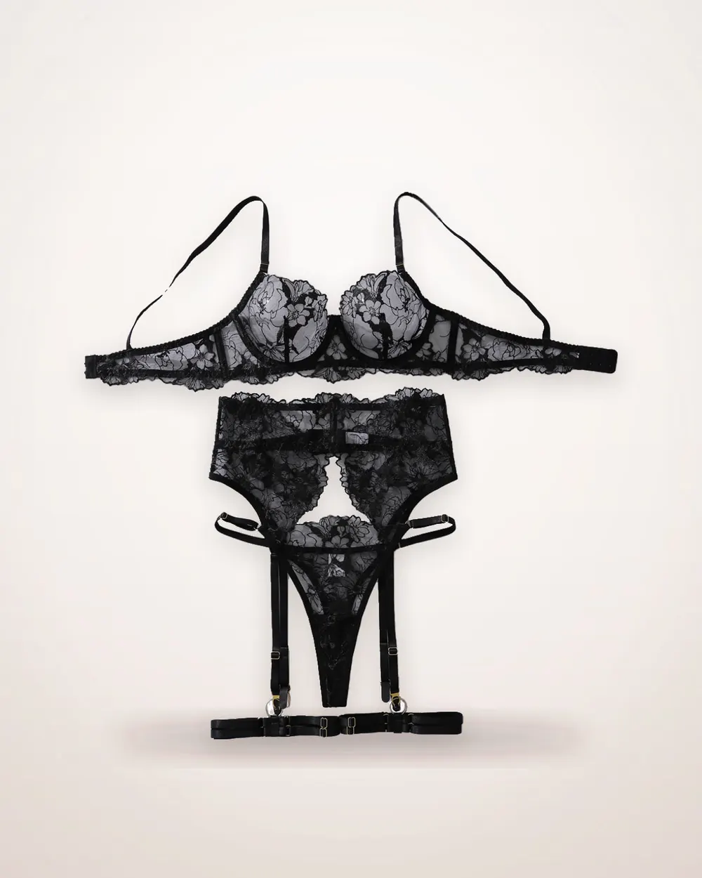 Embroidered Lace Push-Up Lingerie Set