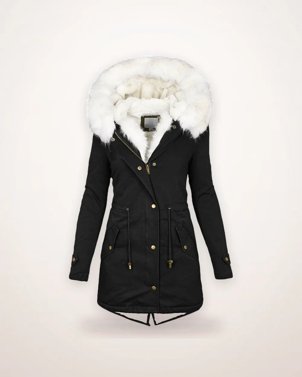 Padded Jacket with White Contrast Collar