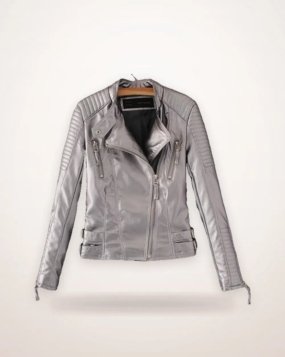 Stand Collar PU Leather Jacket