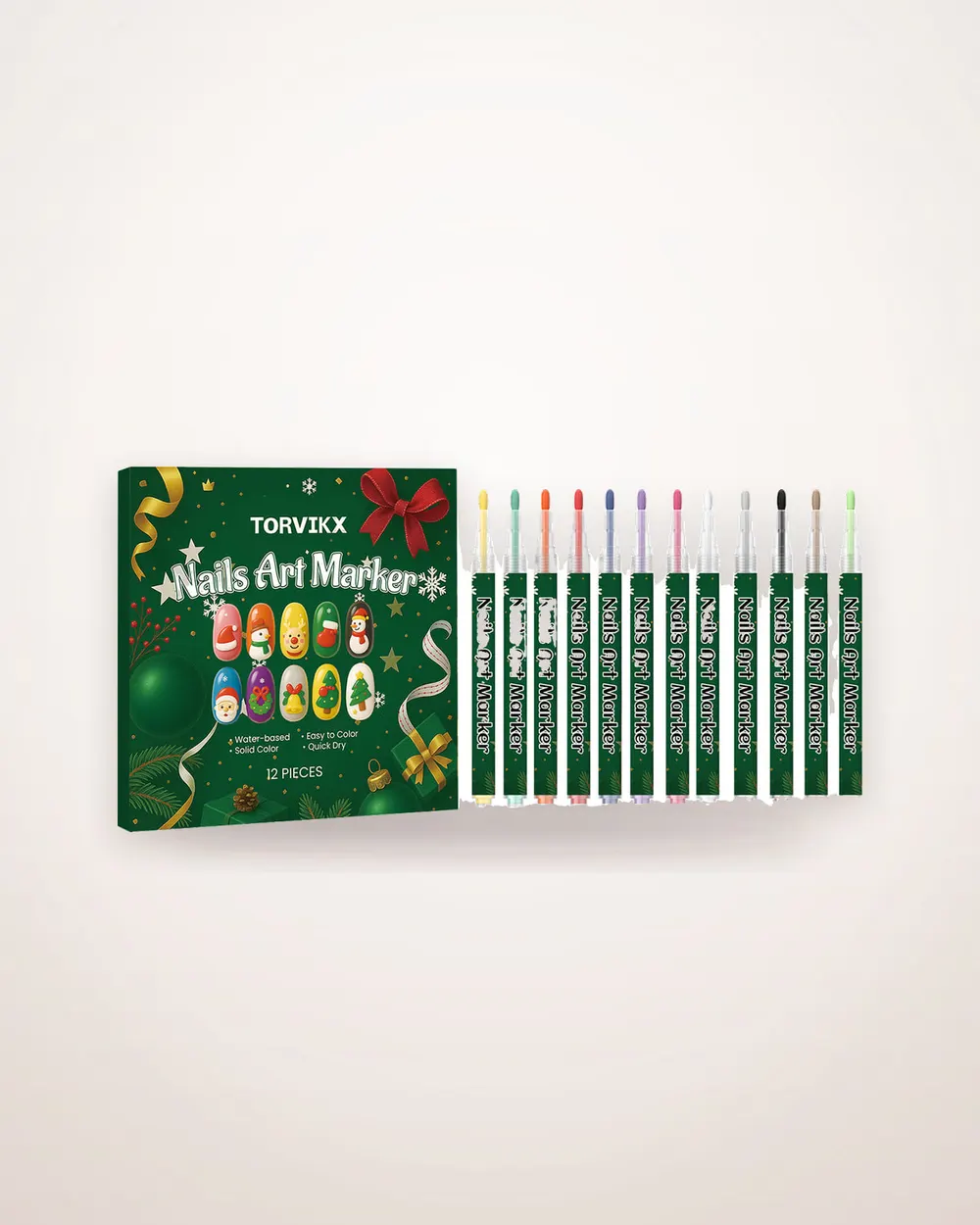 12-Piece Christmas Nail Art Pen Set