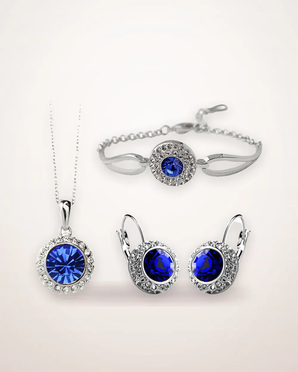 Stone-Set Pendant, Earring and Bracelet Trio