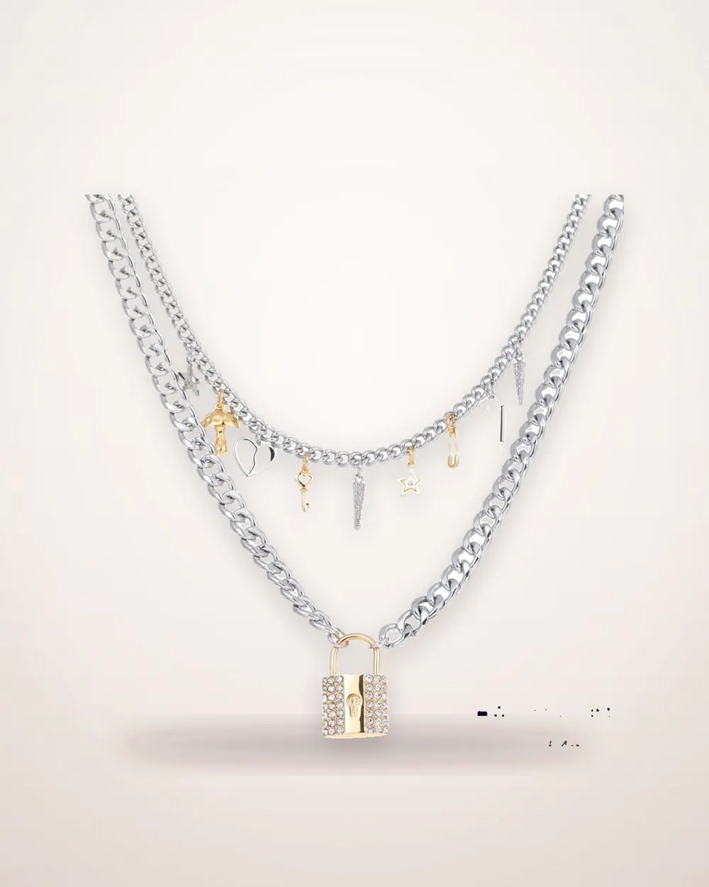 Crystal-Inset Geometric Pendant Necklace