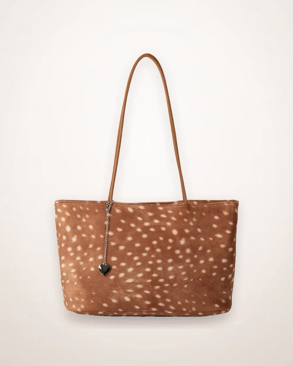 Apricot Suede Deer Print Tote Bag