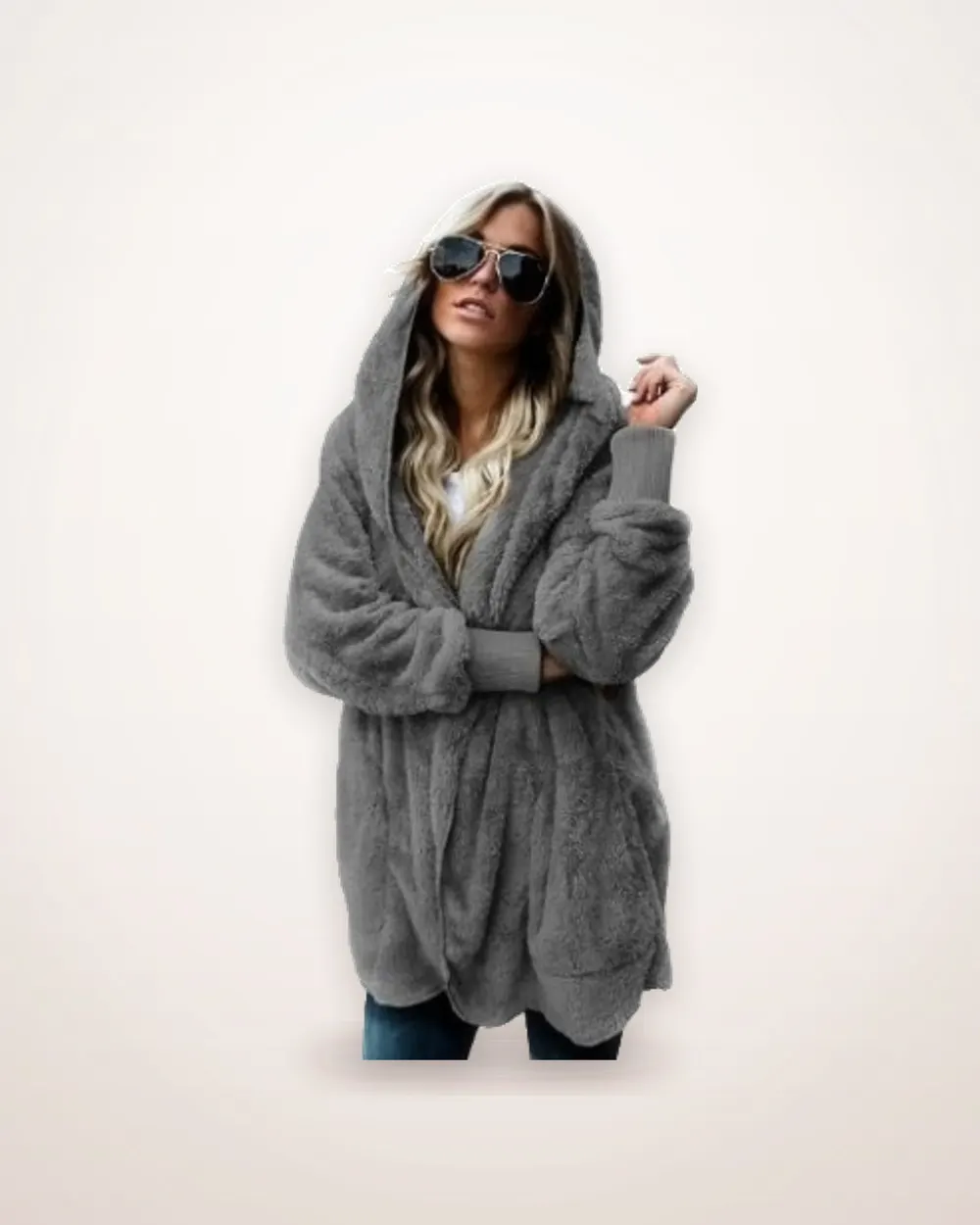 Fleece-Lined Hooded Cardigan