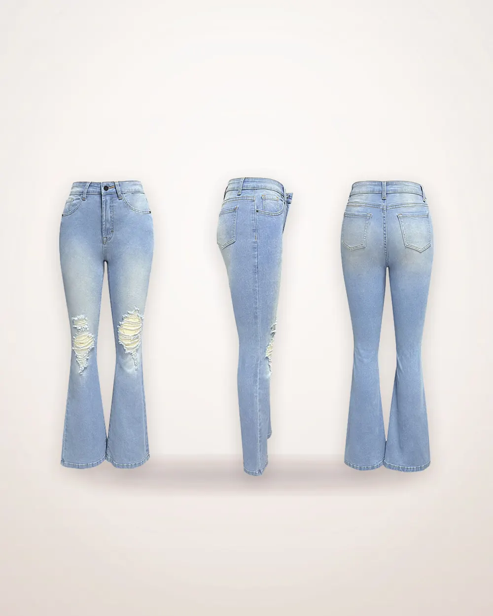 Light Blue High-Waist Wide-Leg Jeans