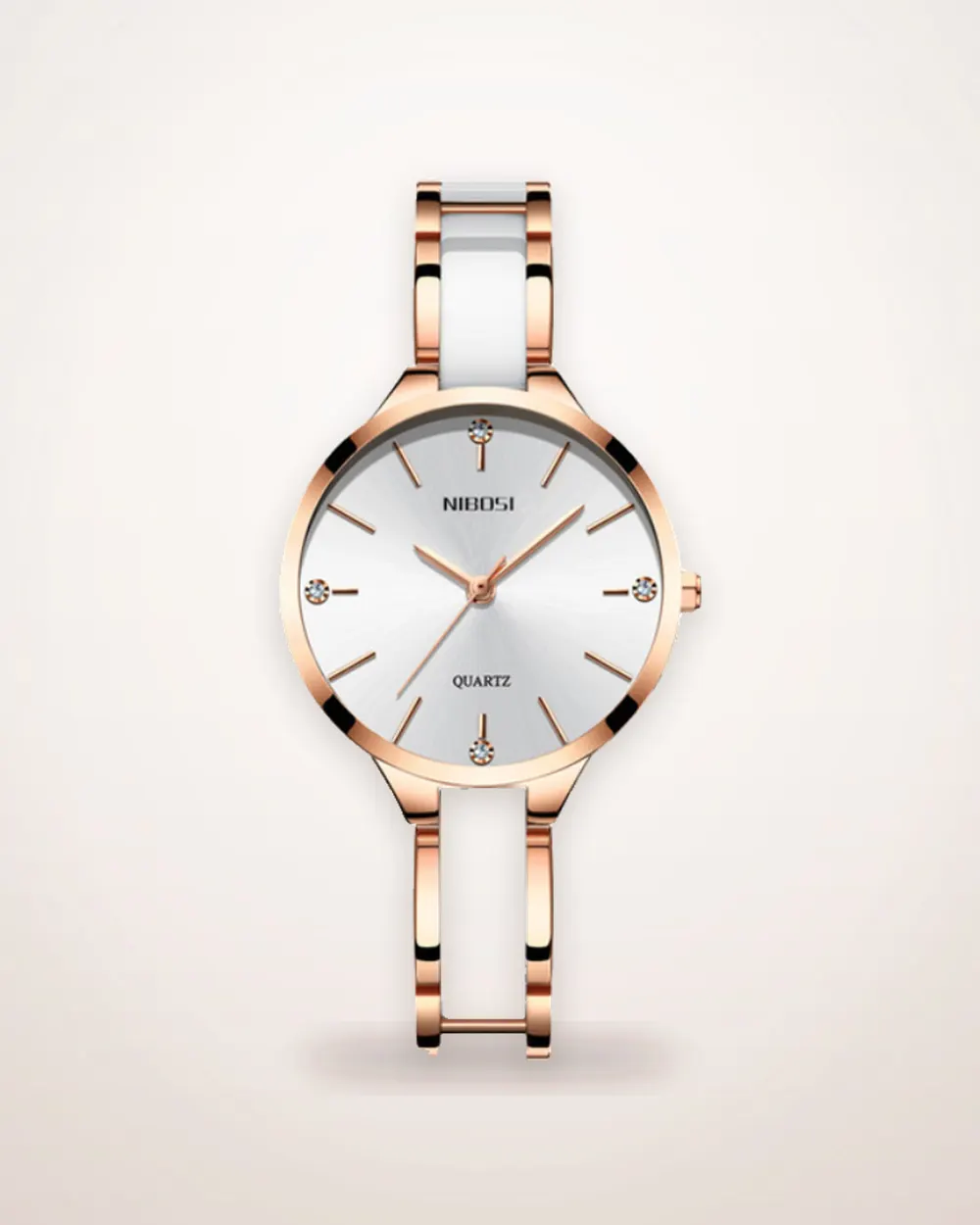 Slim Round Quartz Watch with Steel Bracelet