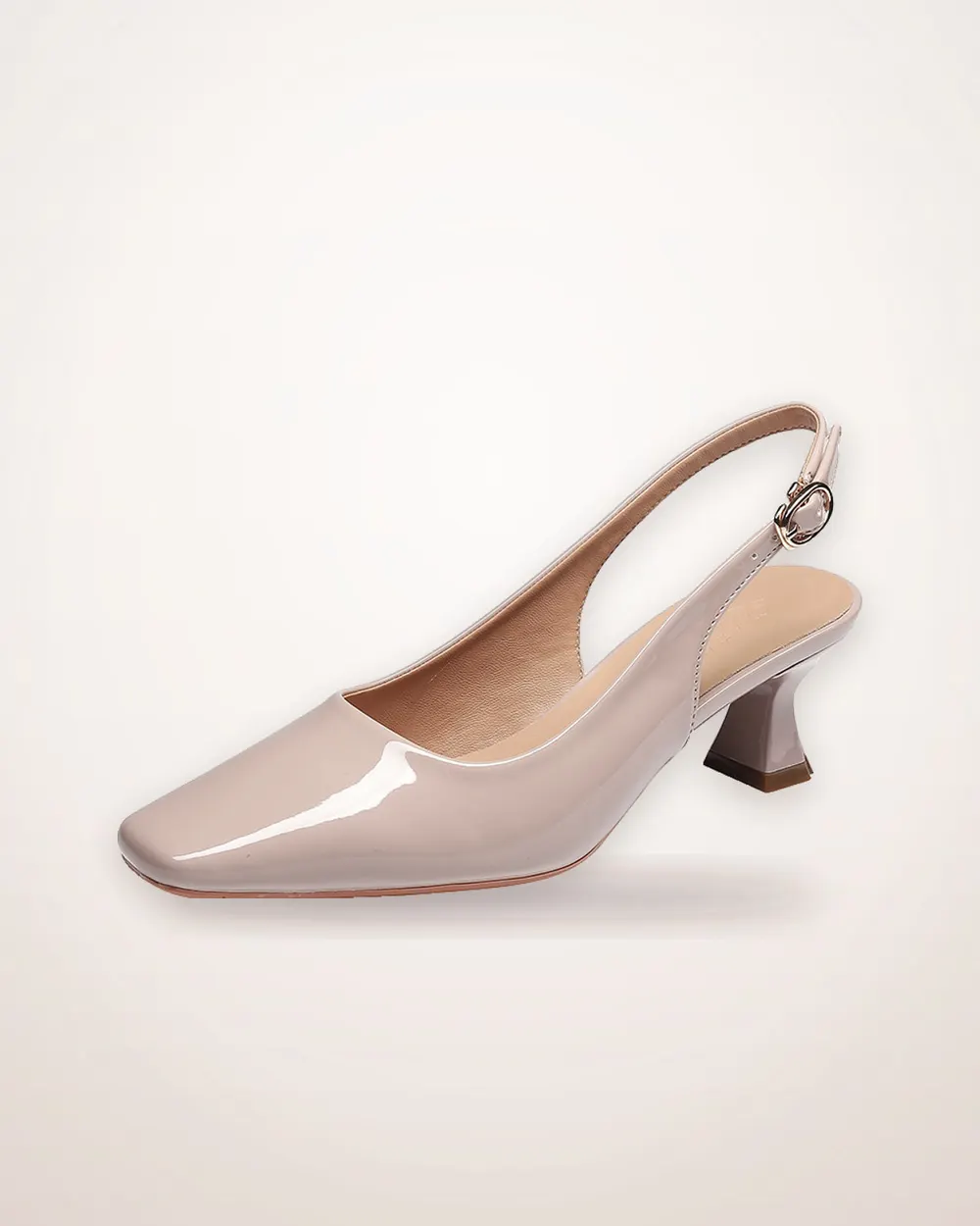 Patent Leather Square-Toe Heeled Sandal