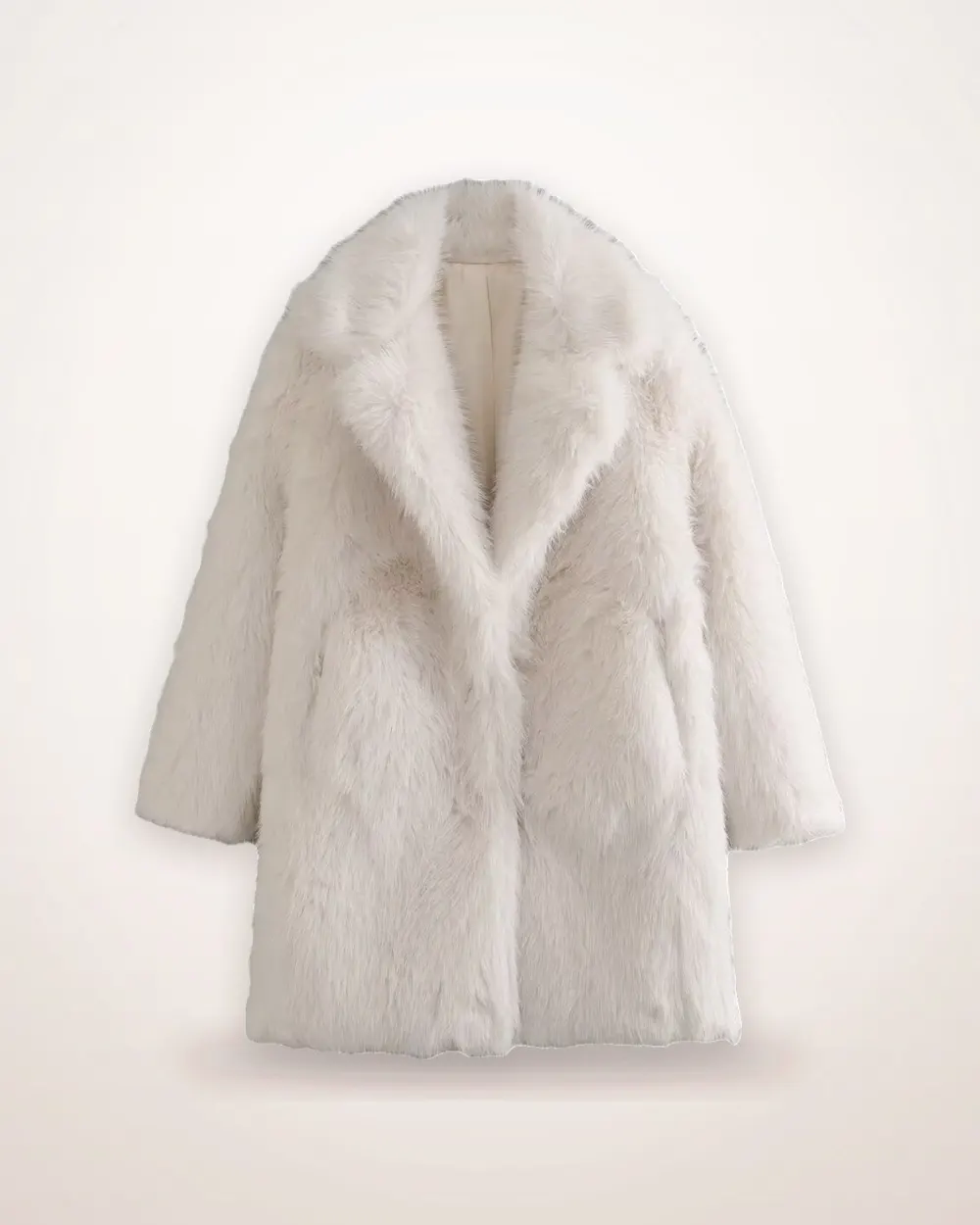 Milky White Mid-Length Plush Coat