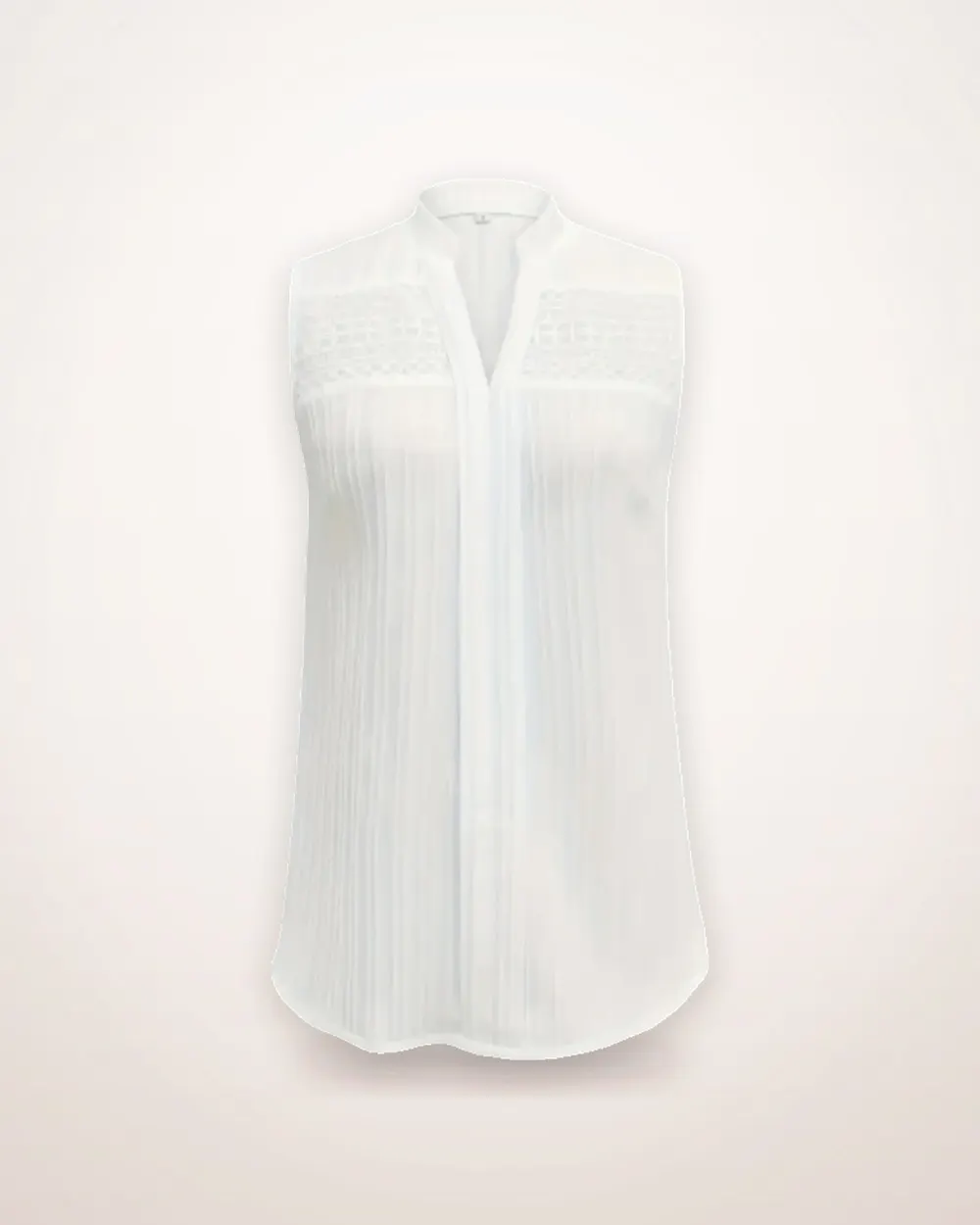Sleeveless Semi-Sheer Shirting Blouse