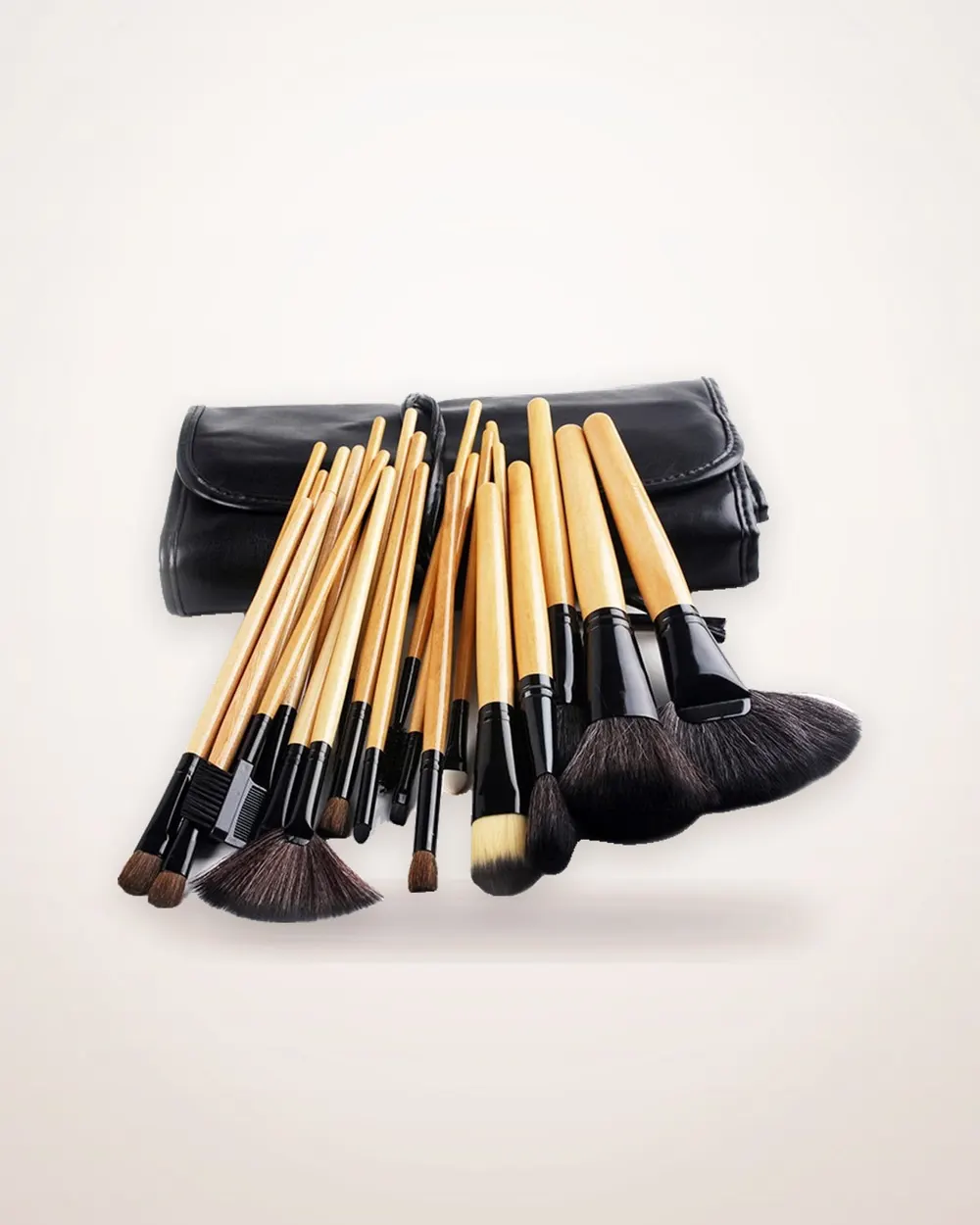 24-Piece Wood Handle Makeup Brush Set