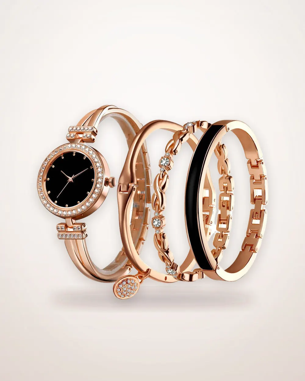 37mm Round Alloy Quartz Watch, Mineral Glass