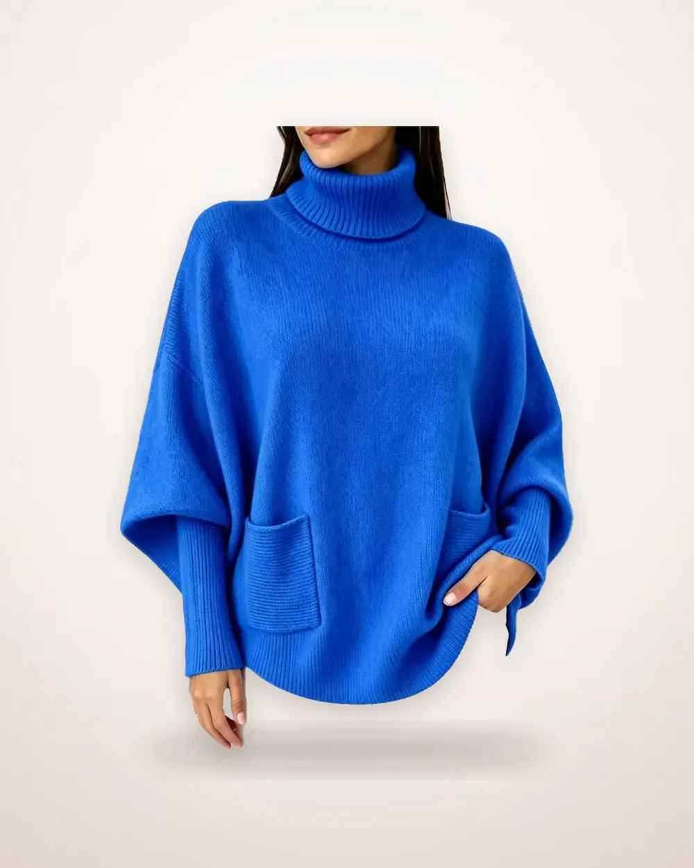 Solid Color Turtleneck Knit Sweater