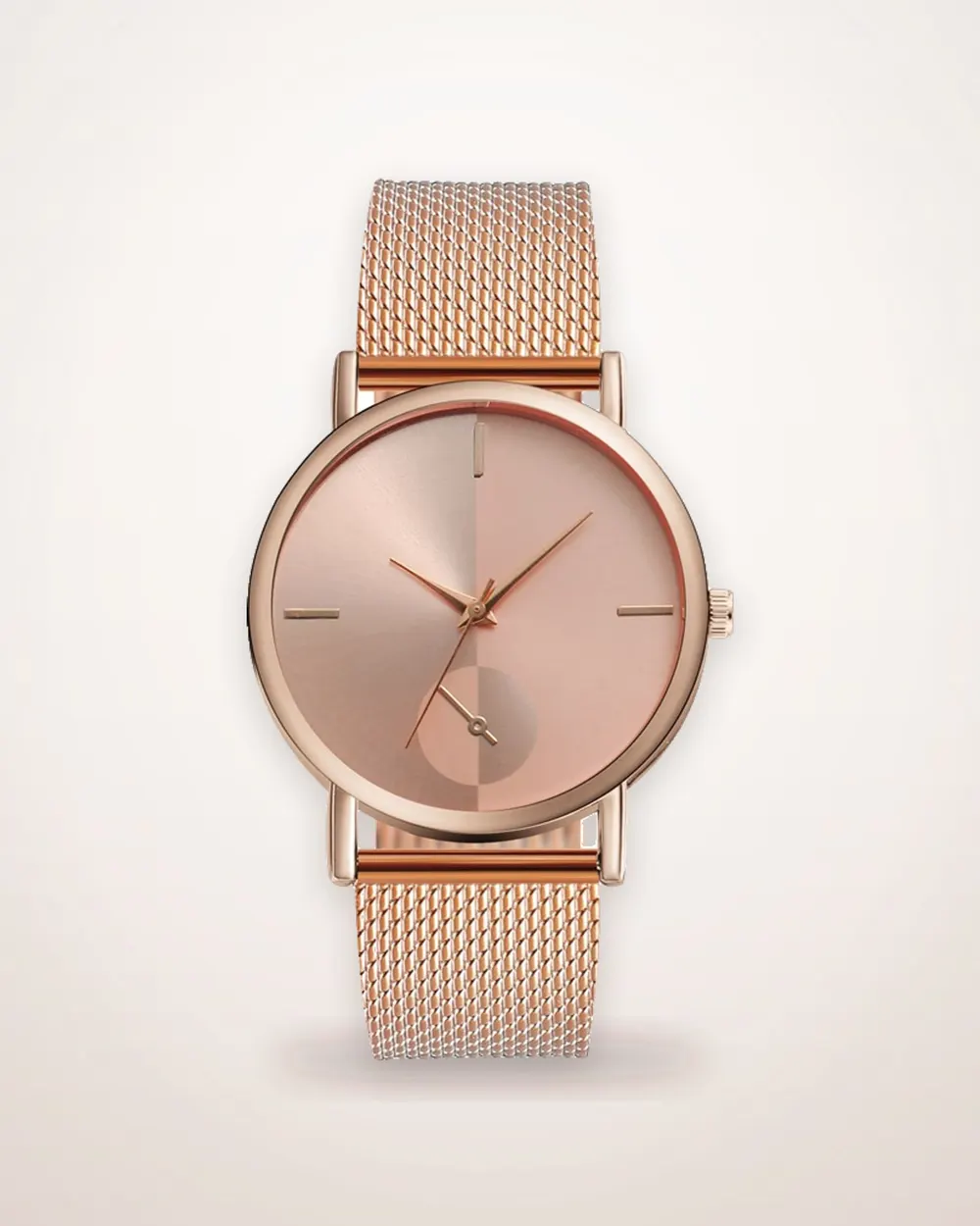 Round Alloy Quartz Watch with Hook Buckle