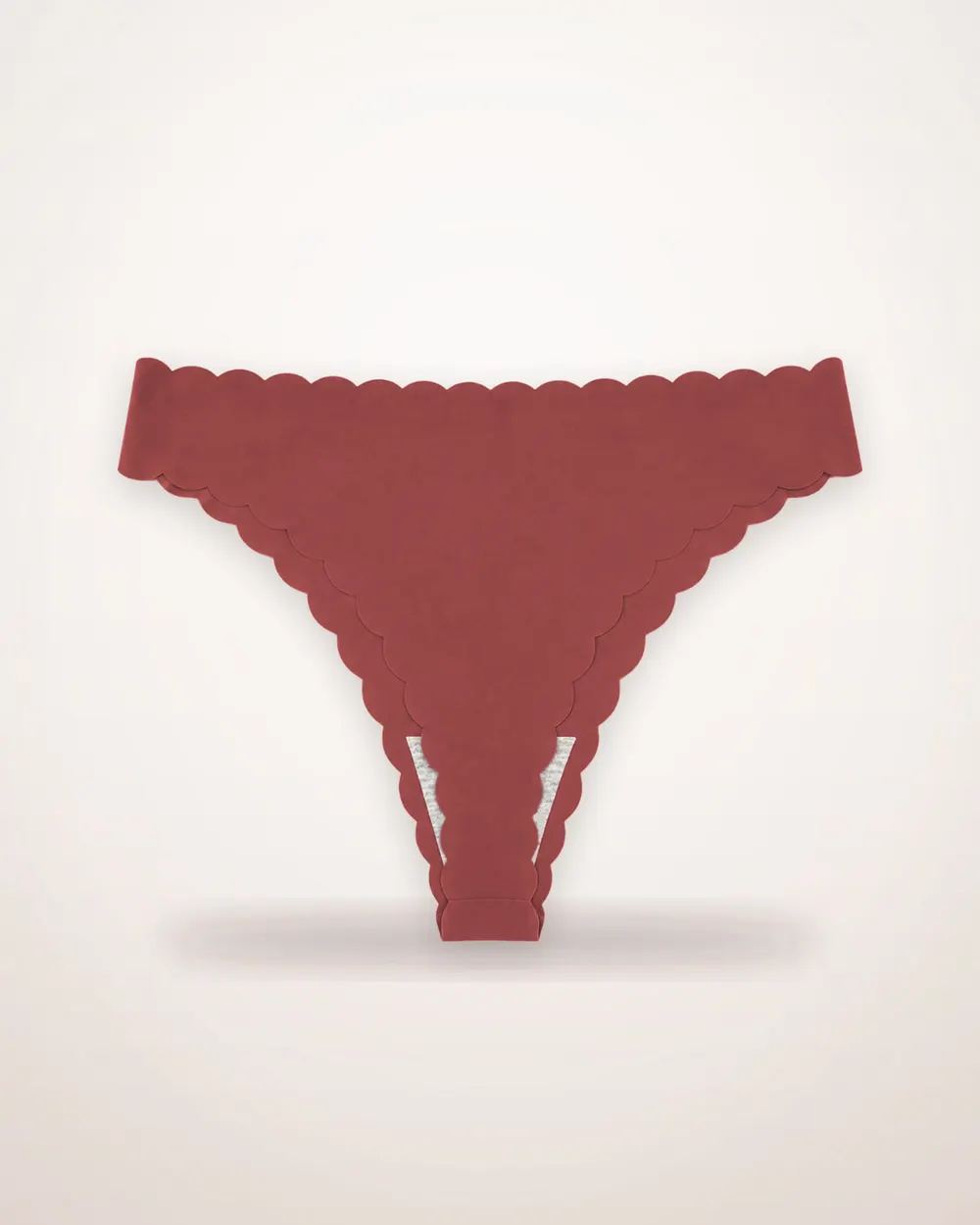 Wave Lace Low-Rise Thong in Brick Red