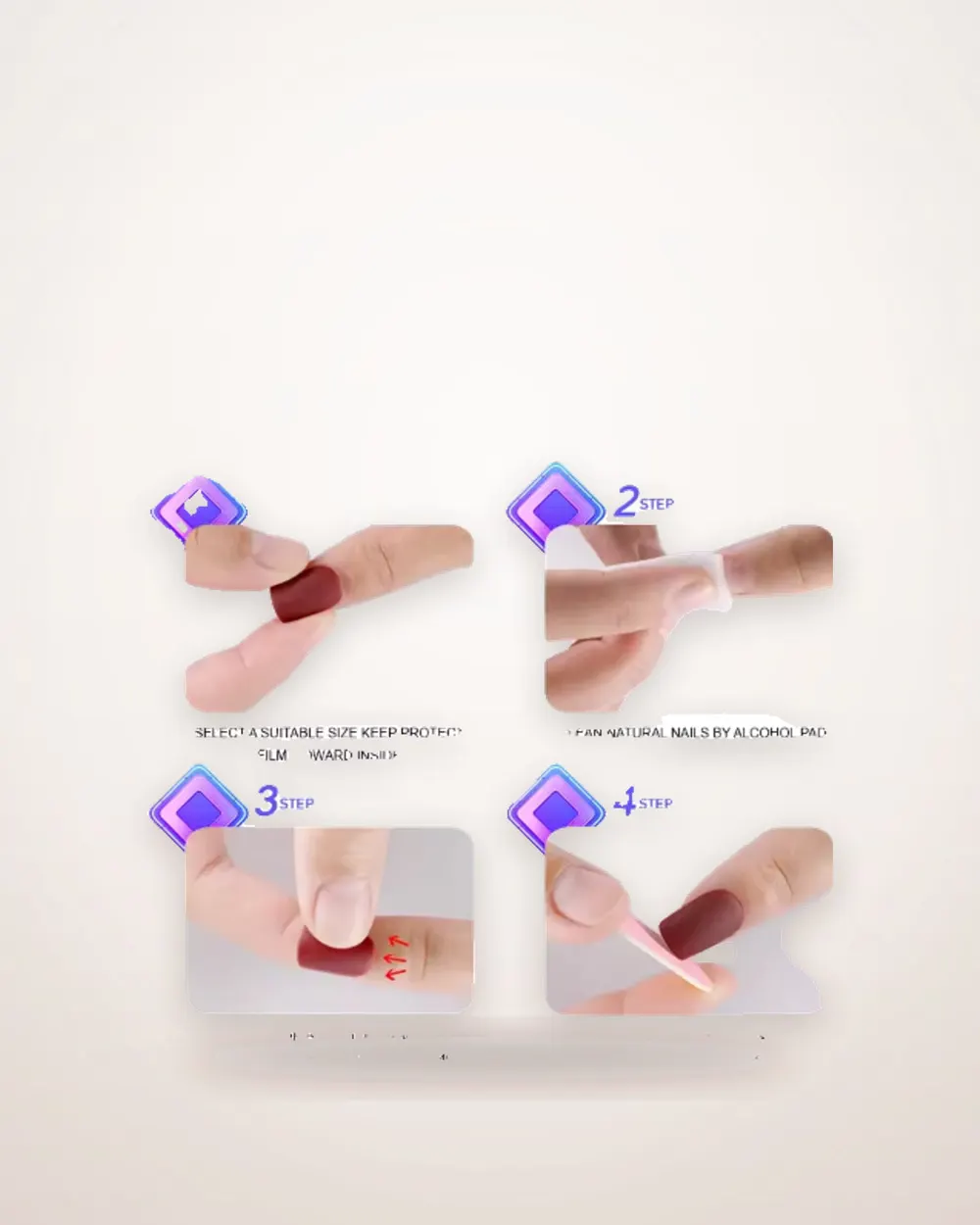 Long Square Press-On Nails with Floral Butterfly Art