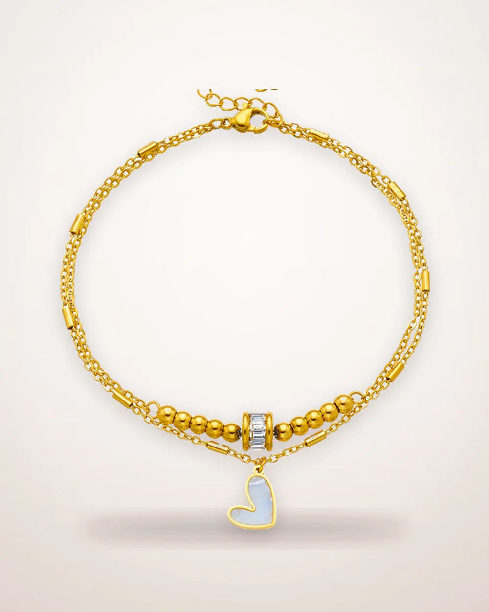 Double Layer Heart Charm Anklet
