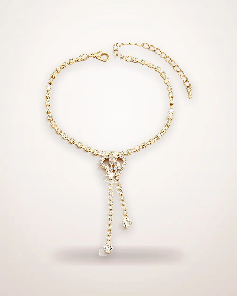 Floral Rhinestone Tassel Anklet