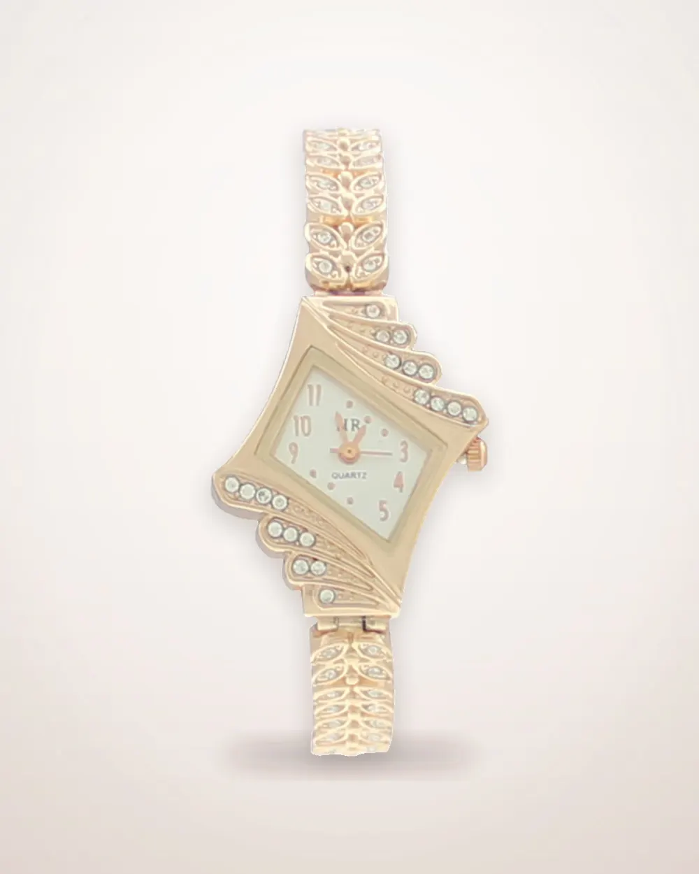 Rose Gold Stone-Paved Wheat Link Watch