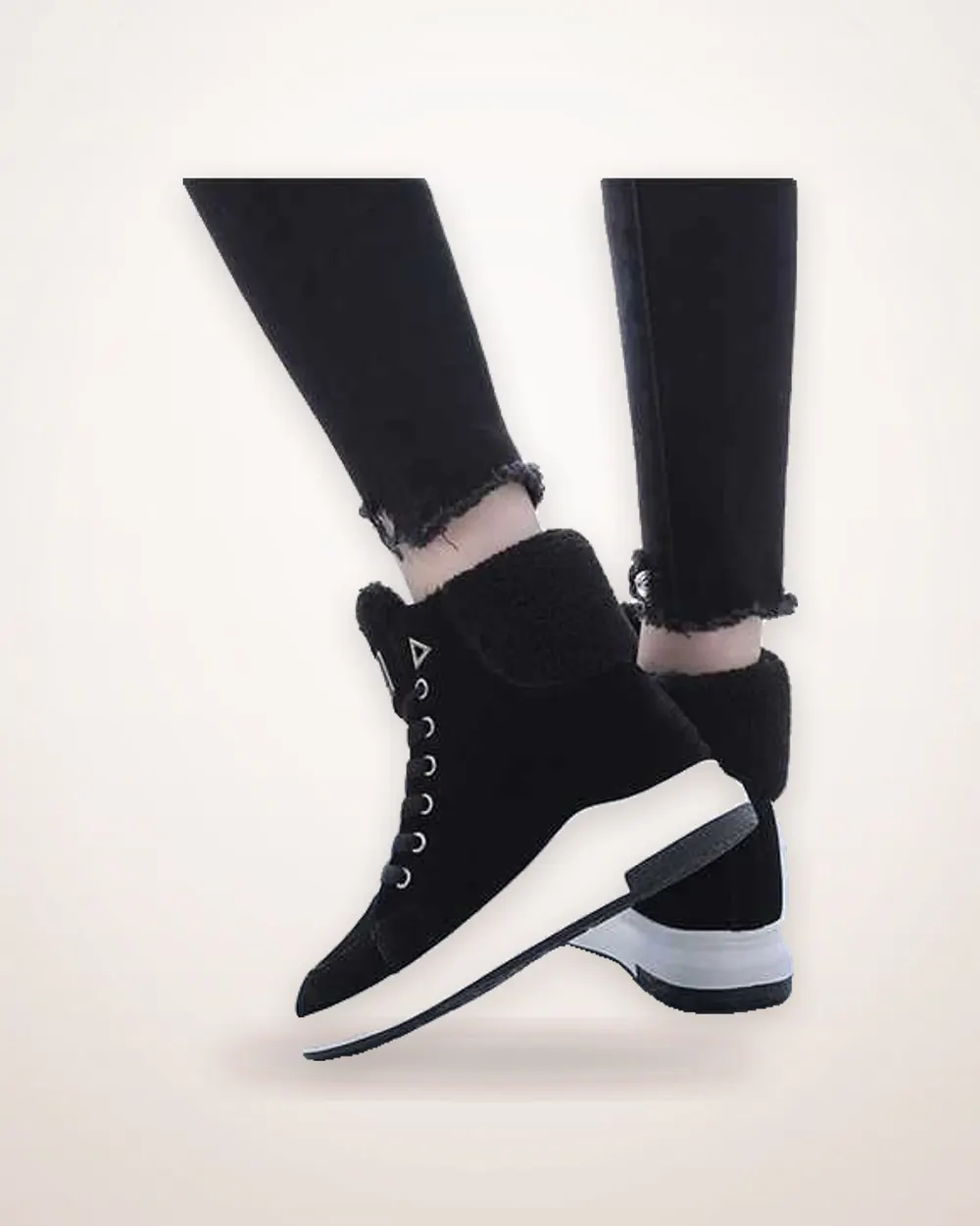 Fleece-Lined Cross-Strap Martin Boots