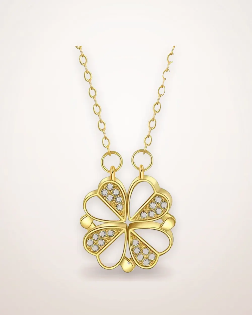 Four-Leaf Clover Heart Pendant Necklace