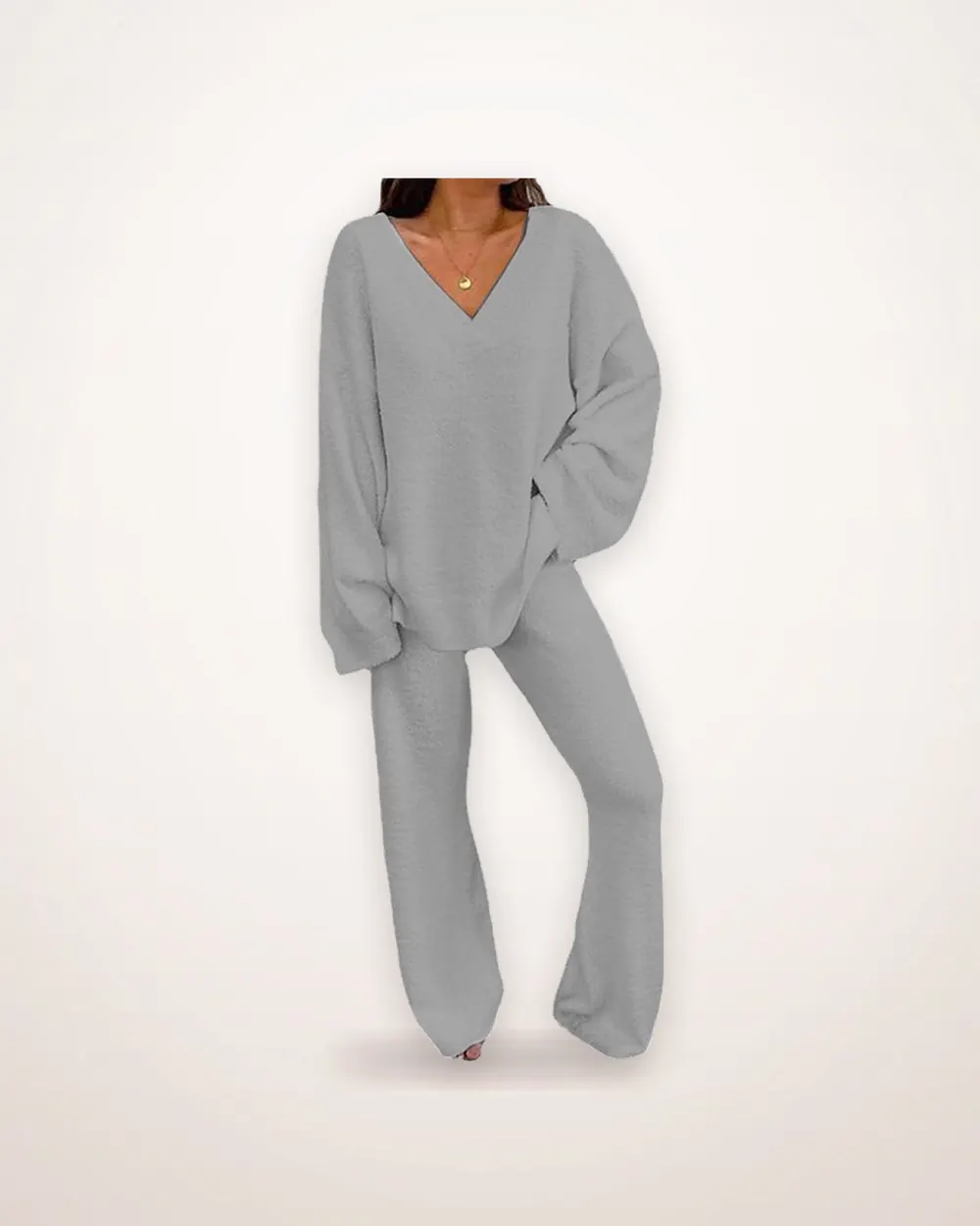 V-Neck Two-Piece Loungewear Set