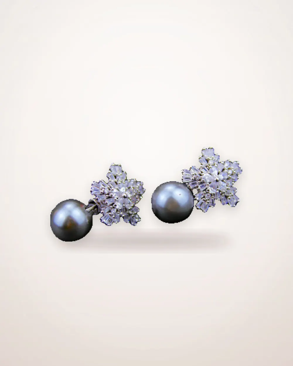 Gold-Plated Pearl and Zircon Earrings