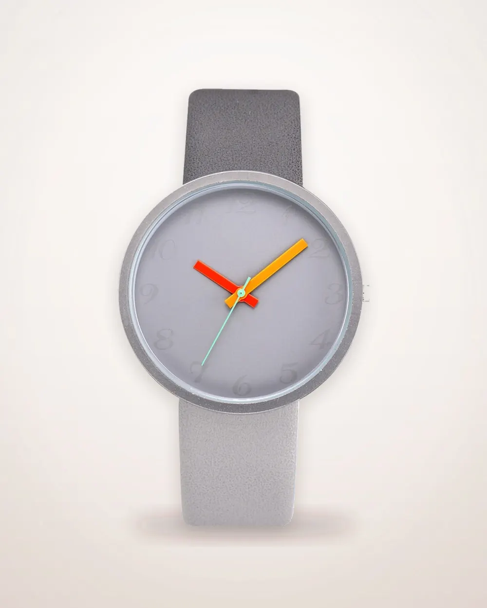 Gray Faux Leather Strap Quartz Watch