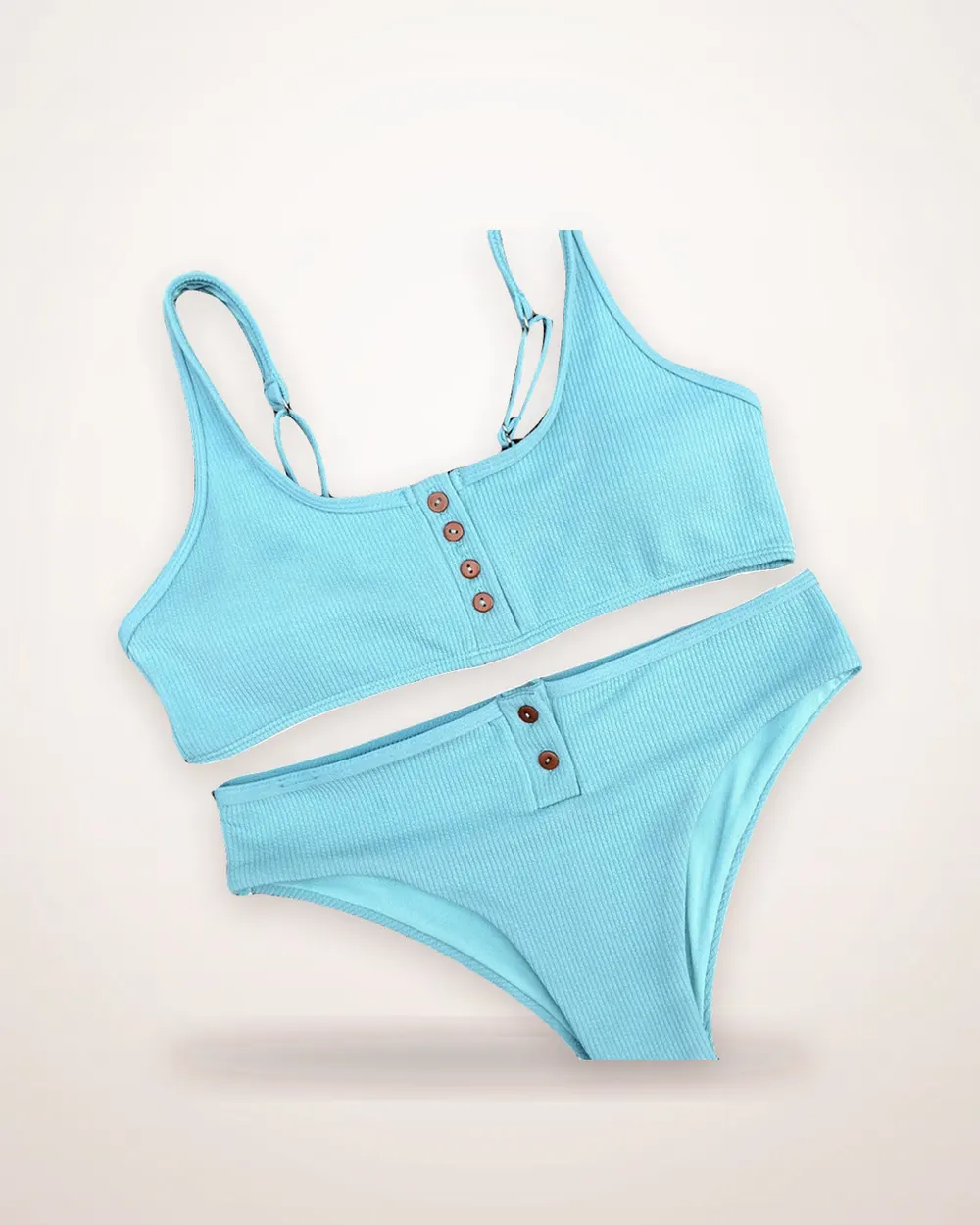 Button-Detail Push-Up Bikini Set