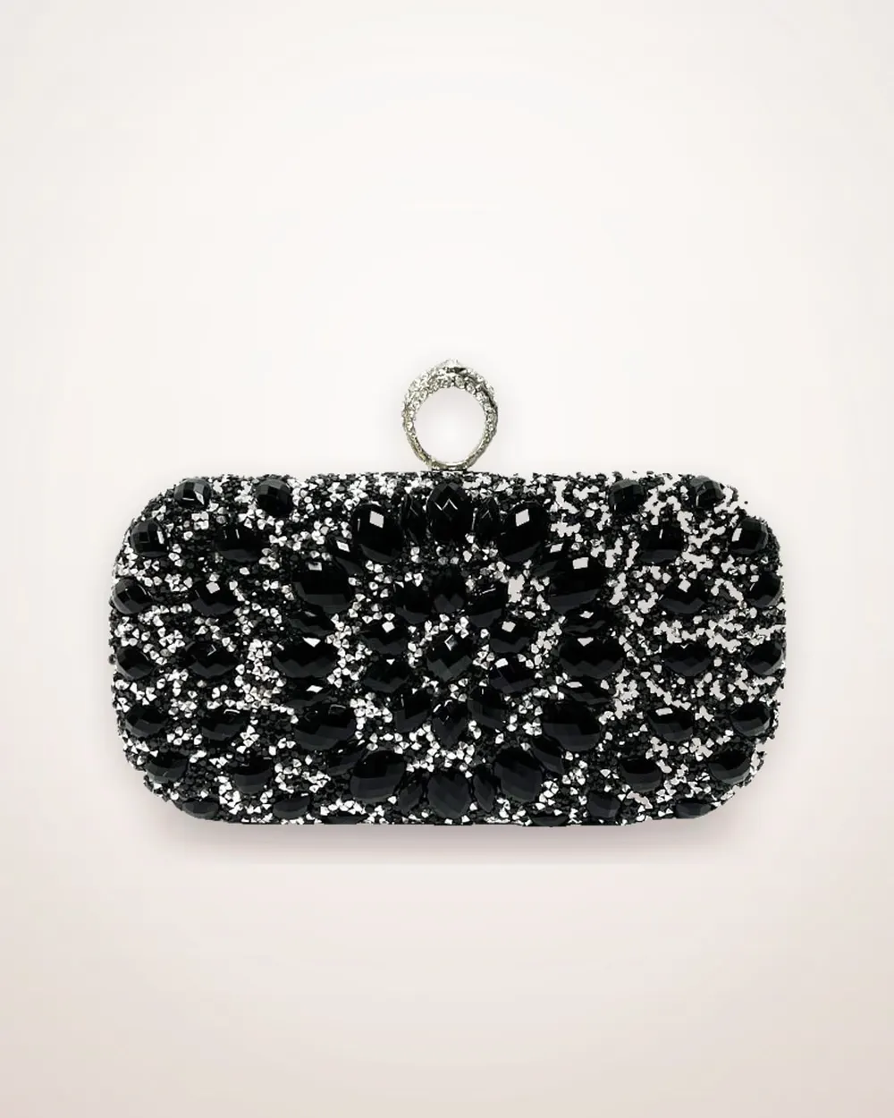 Stone-Embellished Chain Clutch Bag