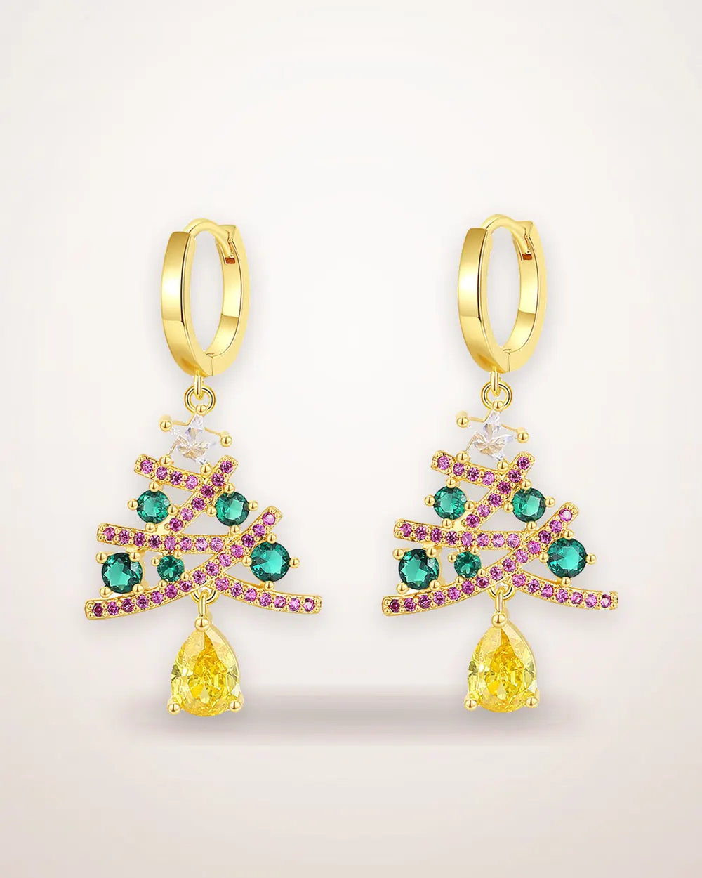 Rhinestone Christmas Tree Earrings