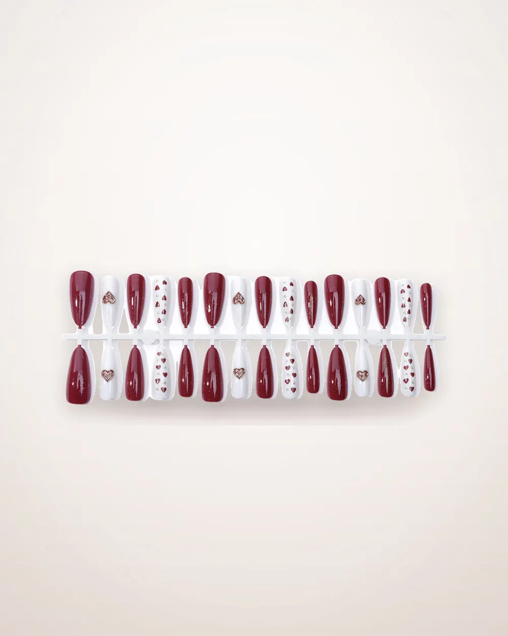 30-Piece Red Heart Press-On Nails