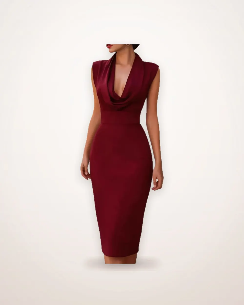 Sleeveless Swing-Collar Pencil Dress