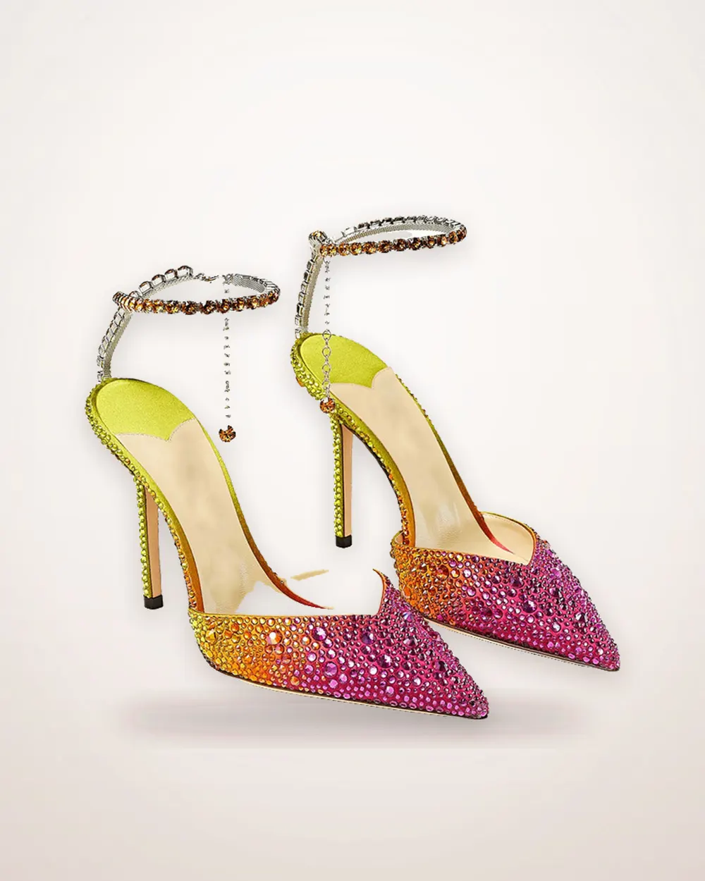 Rhinestone Pointed-Toe Stiletto Pump