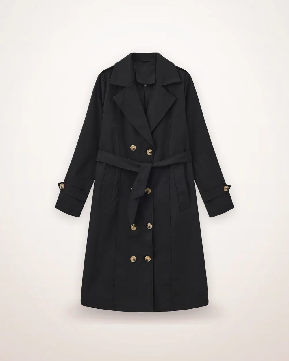 Waist-Cinching Double-Breasted Trench Coat