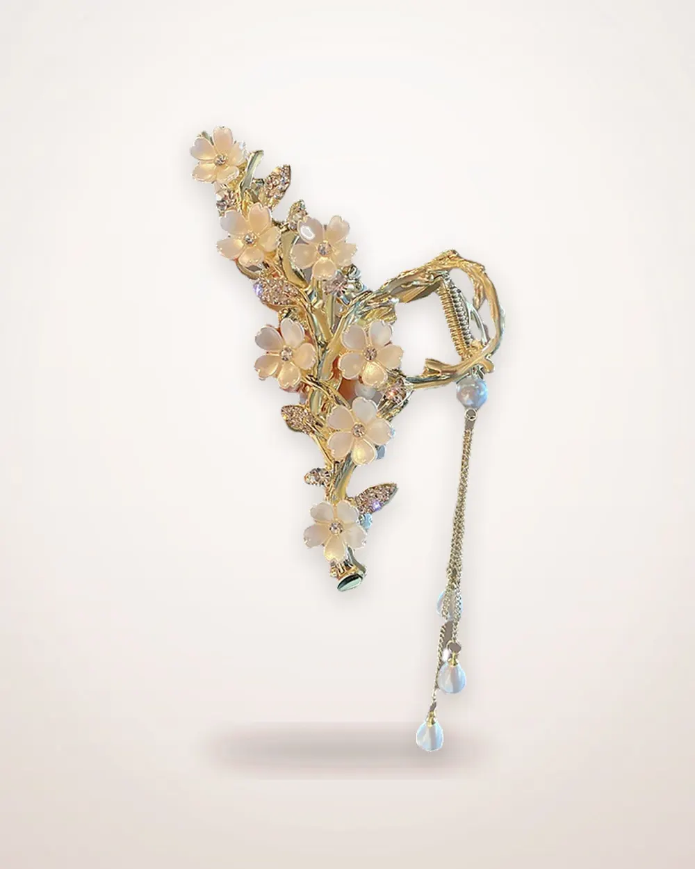 Bell Orchid Pearl Tassel Hair Clip