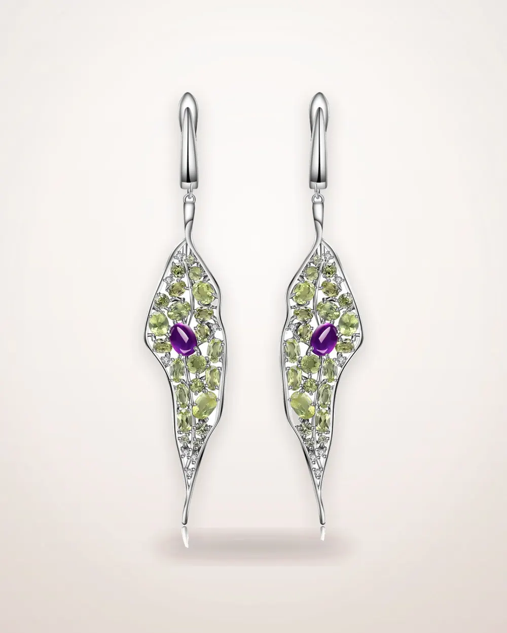 Amethyst and Olivine Sterling Silver Earrings