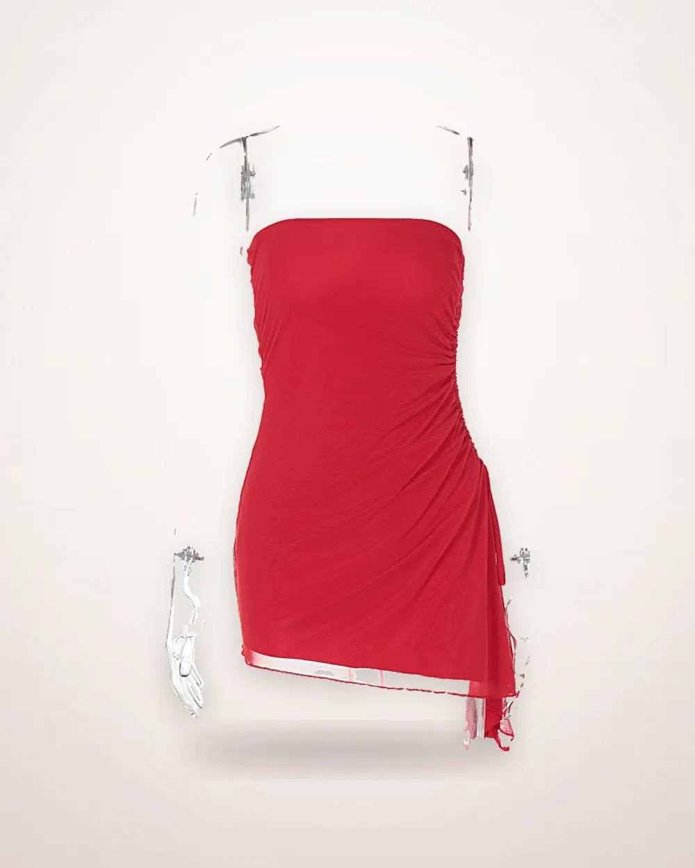Split-Hem Backless Tube Mini Dress