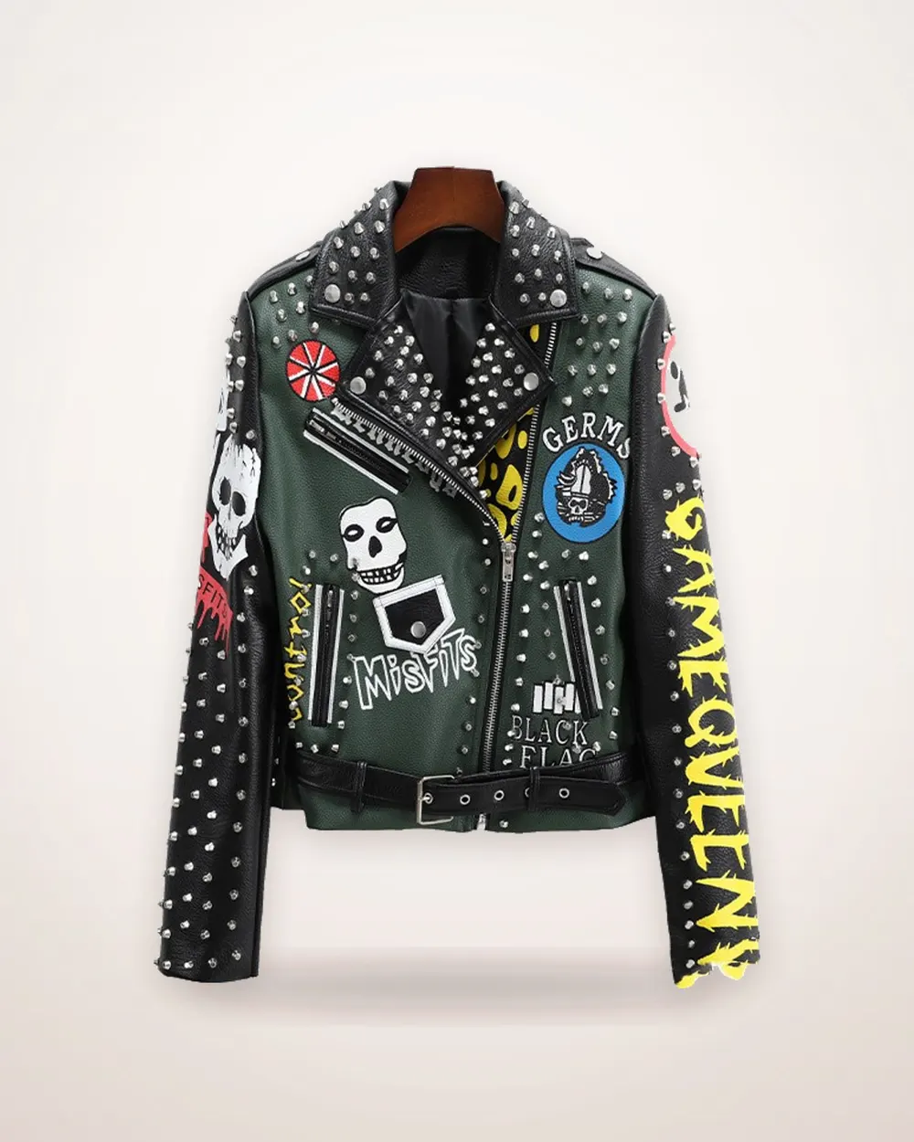 Floral Print Faux Leather Moto Jacket