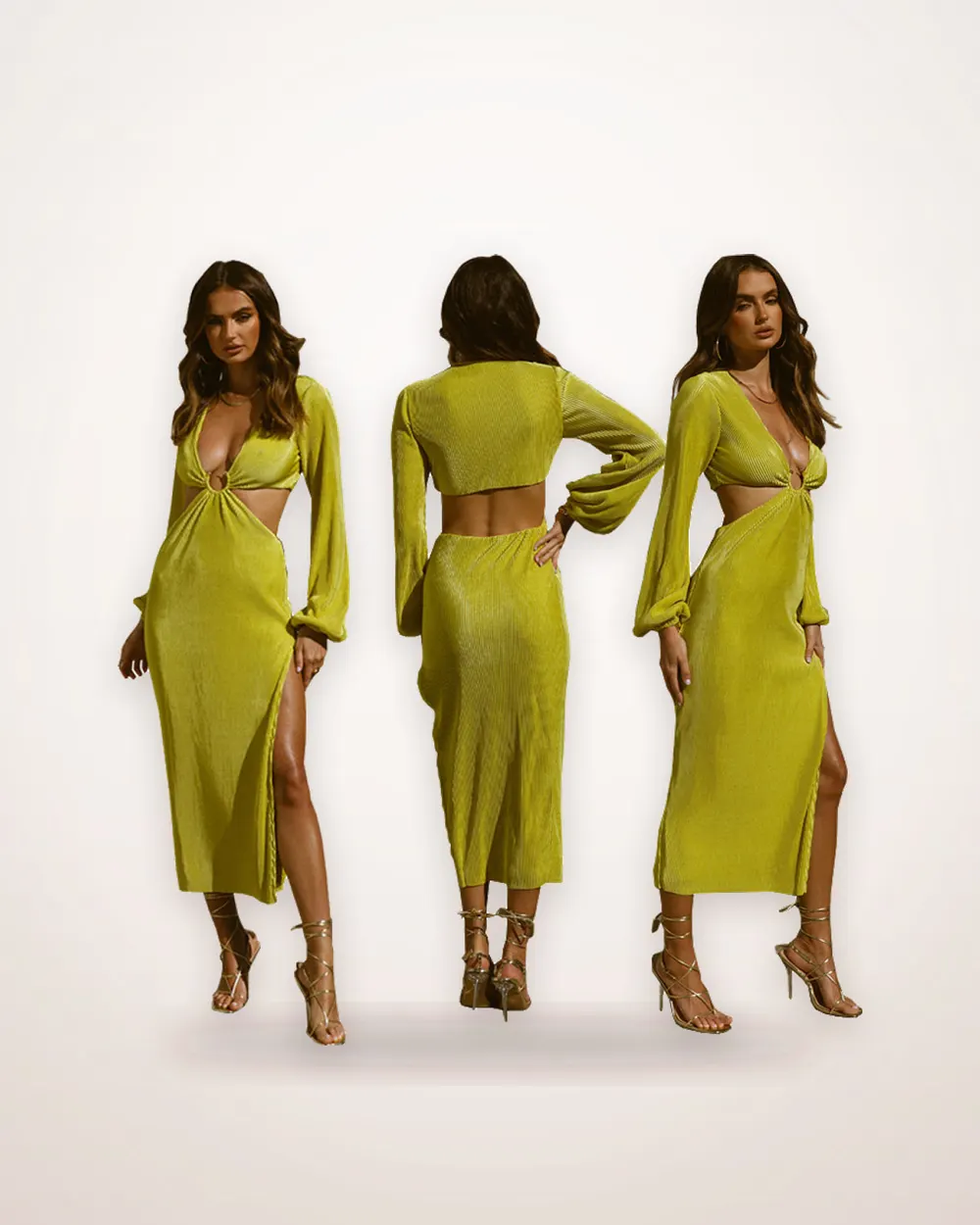 Pressed Pleat Waistless Long Dress