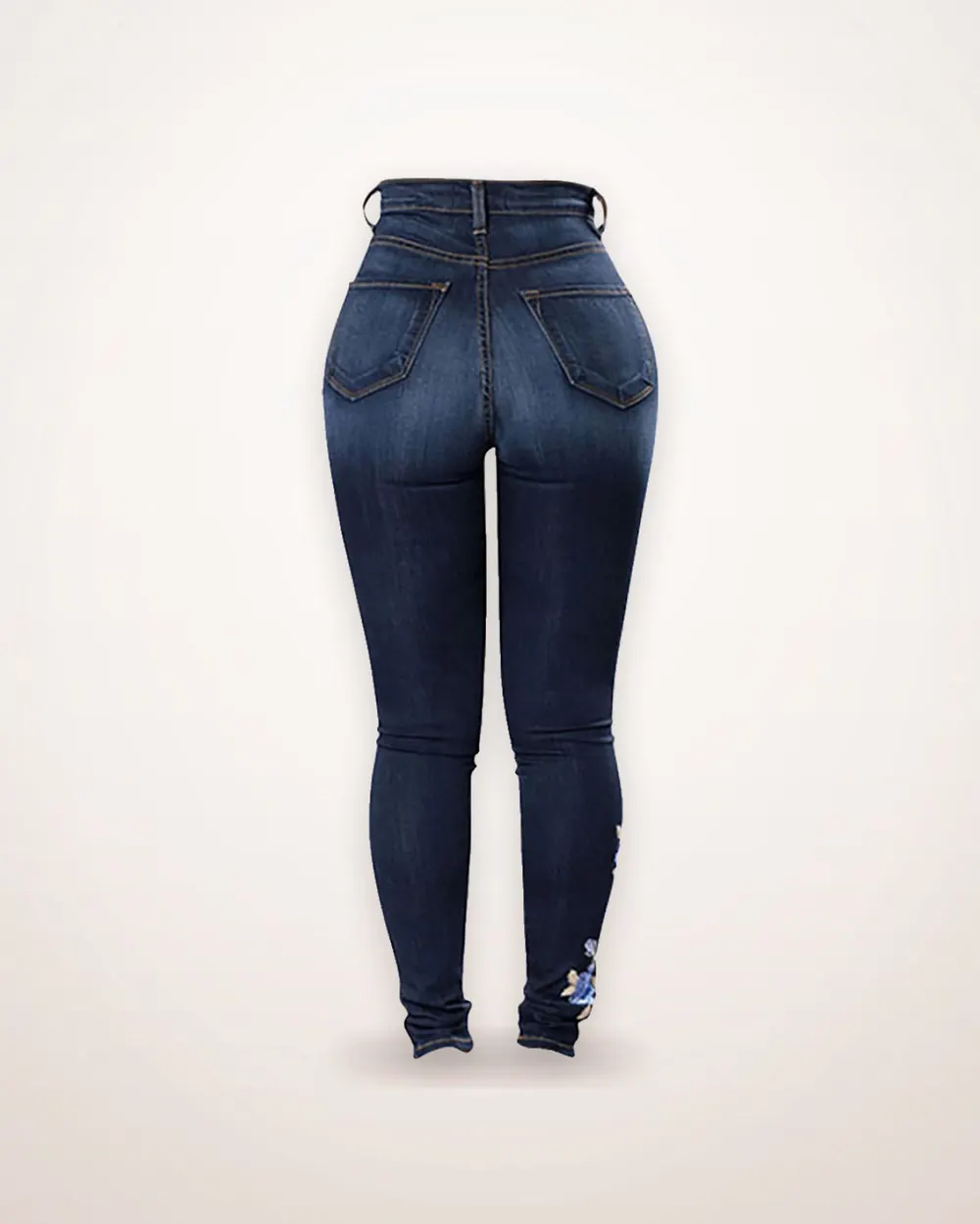 Embroidered Cotton Stretch Jeans
