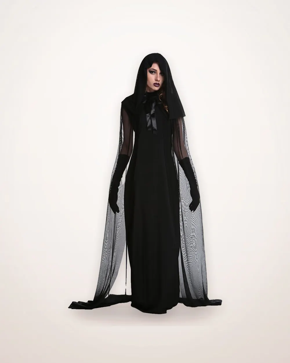 Long Black Halloween Cosplay Dress