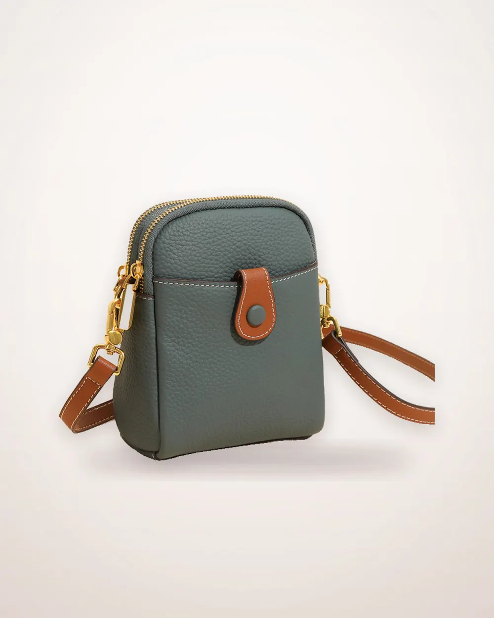 Lychee Grain Leather Crossbody Phone Bag
