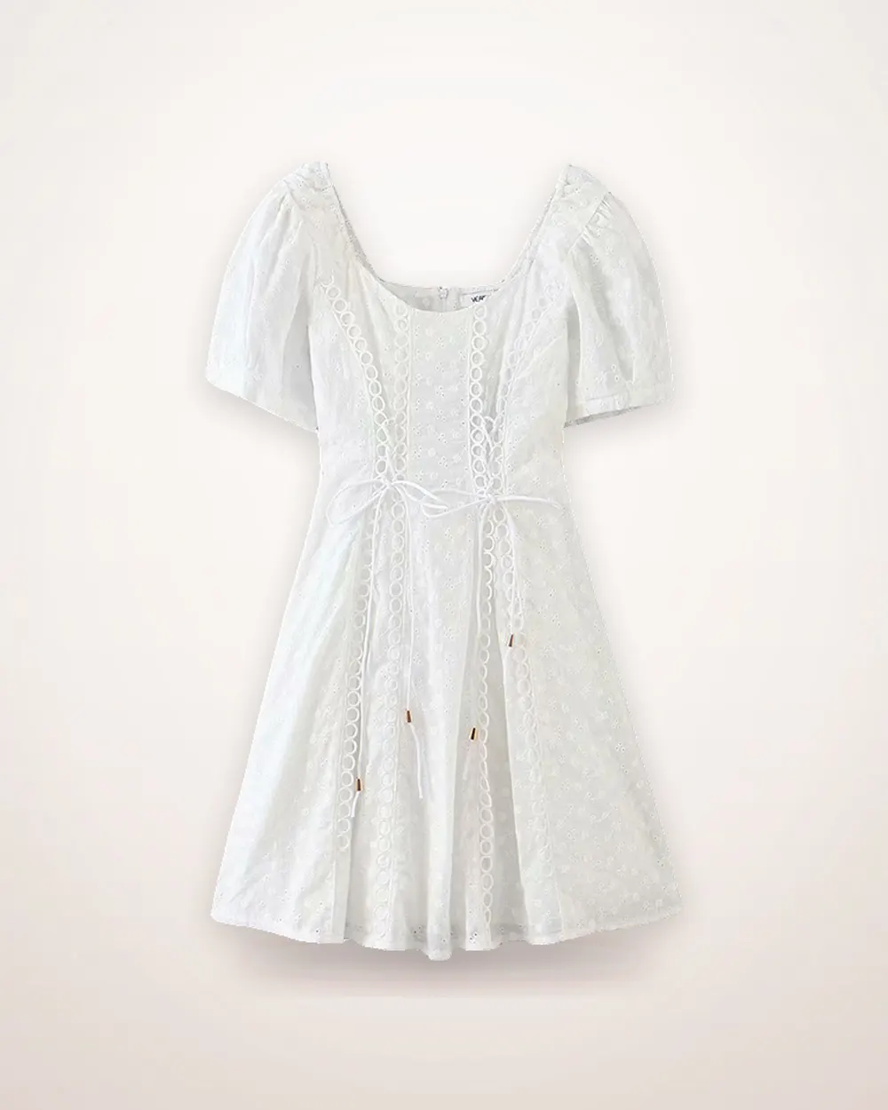 White Puff Sleeve A-Line Dress