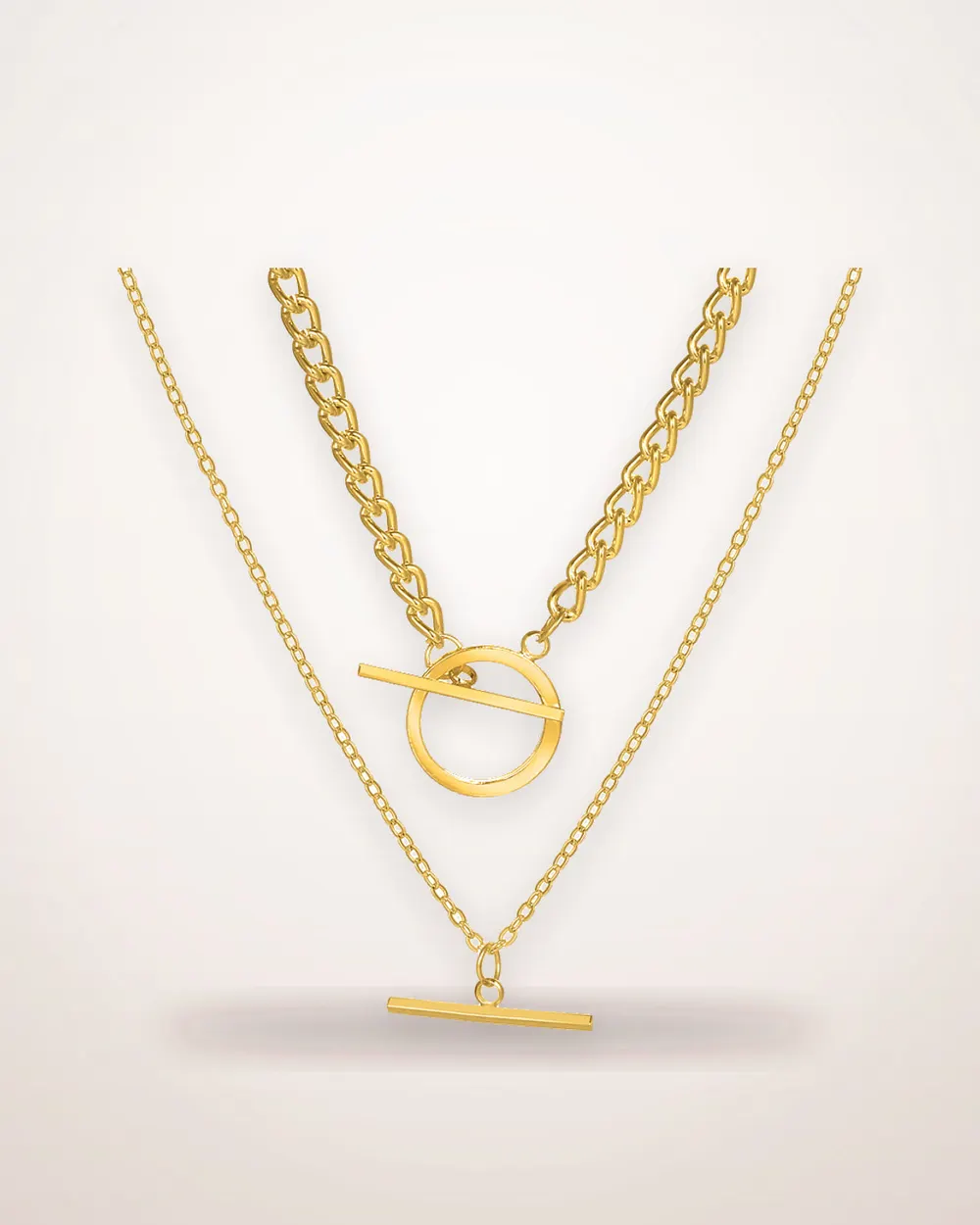 Double OT Chain Pendant Necklace