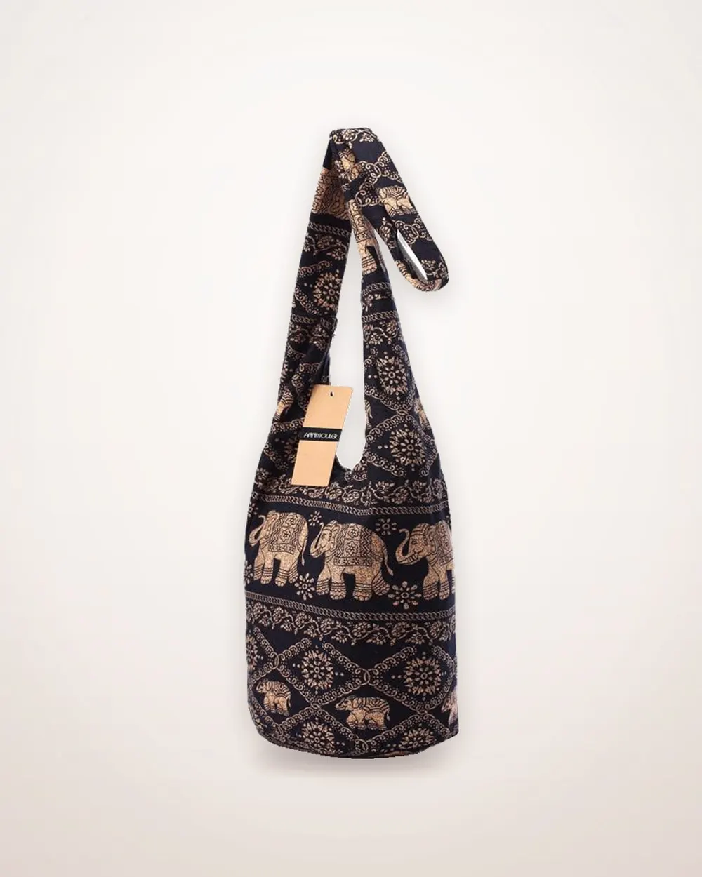 Elephant Mandala Linen Crossbody Bag