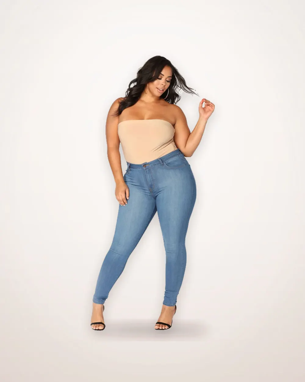 Plus Size Stretch Denim Pencil Pants